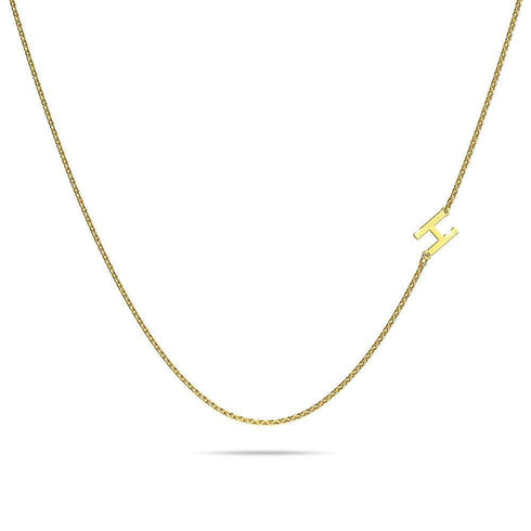 Bold Alphabet Letter Initial Charm Necklace in Gold Tone